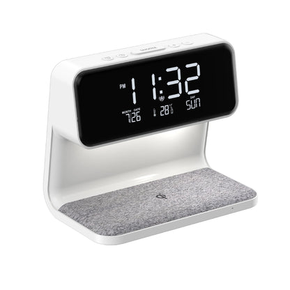 Creative 3 in 1 Bedside Lamp Wireless Charging LCD Screen Alarm Clock Wireless Phone Charger